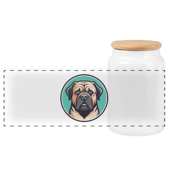 Assyrische Dogge Hunderasse Karikatur Kawaii Clipart - Panorama Keksdose mit Holzdeckel - Weiß - Vorne