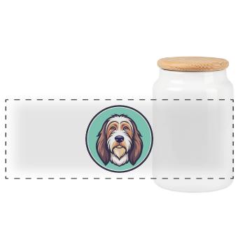 Basset Griffon Vendeen Hunderasse Karikatur Kawaii - Panorama Keksdose mit Holzdeckel - Weiß - Vorne