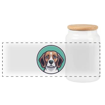 Beagle Harrier Chien Race Dessin animé Kawaii Clipart - Boîte à biscuits avec couvercle en bois - blanc - Devant