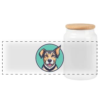 Barbado Da Terceira Dog Breed Funny Cartoon Kawaii - Panoramic Cookie Jar with Wooden Lid - white - Front