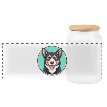 Schwarz Tan Hund Rasse Cartoon Kawaii Clipart Tier - Panorama Keksdose mit Holzdeckel - Weiß - Vorne