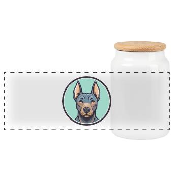 Blue Thai Ridgeback Dog Breed Funny Cartoon Kawaii - Panoramic Cookie Jar with Wooden Lid - white - Front