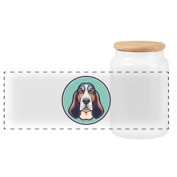 Bleu Gascogne Basset Chien Race Drôle Dessin Animé Kawaii - Boîte à biscuits avec couvercle en bois - blanc - Devant