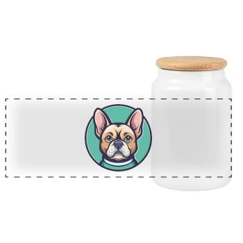 Braque Dupuy Dog Breed Cartoon Kawaii Clipart Pet - Panoramic Cookie Jar with Wooden Lid - white - Front