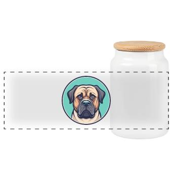 Brasilianische Dogge Hund Rasse Cartoon Kawaii Clipart - Panorama Keksdose mit Holzdeckel - Weiß - Vorne