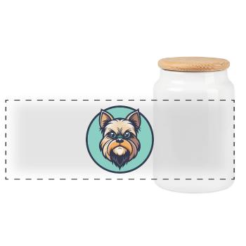 Brüsseler Griffon Hunderasse Cartoon Kawaii Clipart - Panorama Keksdose mit Holzdeckel - Weiß - Vorne