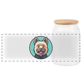 Cairn Terrier Hund Rasse Cartoon Kawaii Clipart Haustier - Panorama Keksdose mit Holzdeckel - Weiß - Vorne
