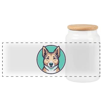 Carolina Hunderasse Bunte Karikatur Kawaii Clipart - Panorama Keksdose mit Holzdeckel - Weiß - Vorne