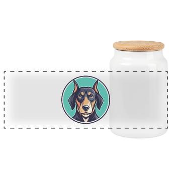 Chien Bulgare Scenthound Race Dessin animé Kawaii Pet - Boîte à biscuits avec couvercle en bois - blanc - Devant