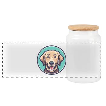 Chesapeake Bay Retriever Chien Race Dessin animé Kawaii - Boîte à biscuits avec couvercle en bois - blanc - Devant