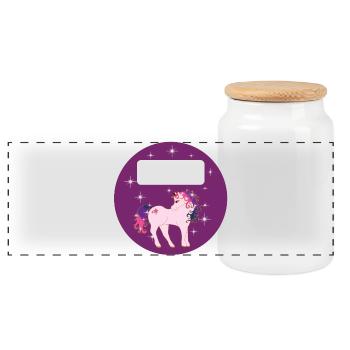 School Decal Round - Fantasy Unicorn - Purple - Panoramic Cookie Jar with Wooden Lid - white - Front