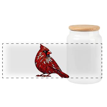 Rouge cardinal - Boîte à biscuits avec couvercle en bois - blanc - Devant