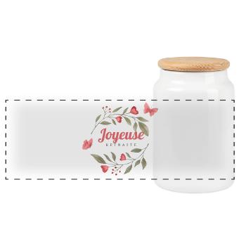 Joyeuse retraite - Boîte à biscuits avec couvercle en bois - blanc - Devant