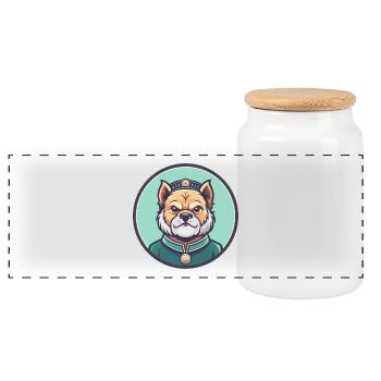 Chinesische kaiserliche Hunderasse Karikatur Kawaii Clipart - Panorama Keksdose mit Holzdeckel - Weiß - Vorne