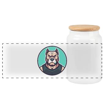 Cordoba Kampfhund Rasse Cartoon Kawaii Clipart - Panorama Keksdose mit Holzdeckel - Weiß - Vorne