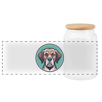 Danois Broholmer Chien Race Dessin animé Kawaii Clipart - Boîte à biscuits avec couvercle en bois - blanc - Devant