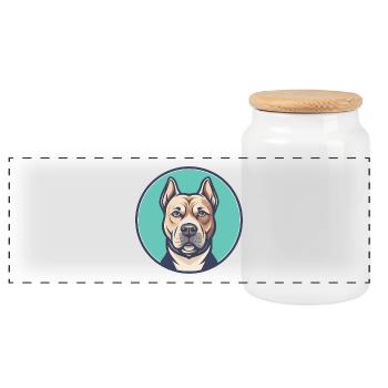 Dogo Cubano Dog Breed Funny Cartoon Kawaii Clipart - Panoramic Cookie Jar with Wooden Lid - white - Front