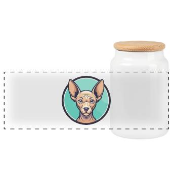 Ecuadorian Hairless Dog Breed Funny Cartoon Kawaii - Panoramic Cookie Jar with Wooden Lid - white - Front