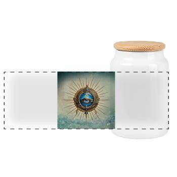 Symbol of the Egyptian All-Seeing Eye - Panoramic Cookie Jar with Wooden Lid - white - Front