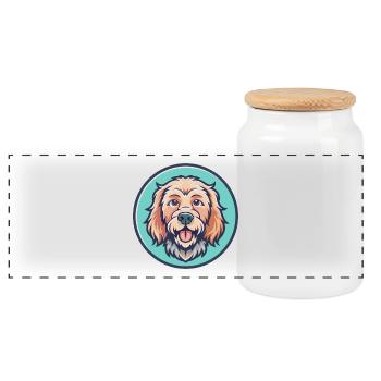 Griffon Fauve De Bretagne Hunderasse Karikatur Kawaii - Panorama Keksdose mit Holzdeckel - Weiß - Vorne