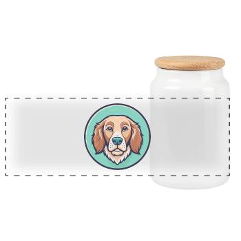 Grand Fauve De Bretagne Dog Breed Cartoon Kawaii - Panoramic Cookie Jar with Wooden Lid - white - Front
