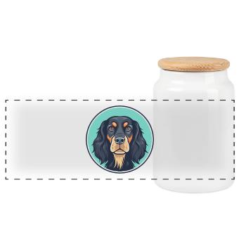 Gordon Setter Hund Rasse Karikatur Kawaii Clipart Haustier - Panorama Keksdose mit Holzdeckel - Weiß - Vorne