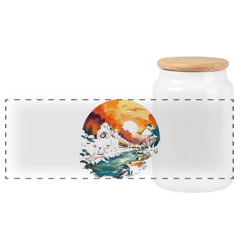 Railway Portrait - Panoramic Cookie Jar with Wooden Lid - white - Front