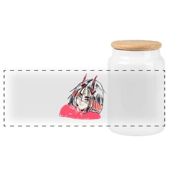 Devil woman - Panorama Keksdose mit Holzdeckel - Weiß - Vorne