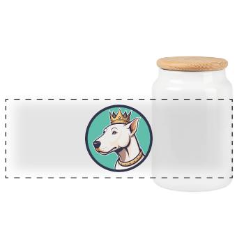 König Weißer Hund Rasse Cartoon Kawaii Clipart - Panorama Keksdose mit Holzdeckel - Weiß - Vorne