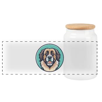 Leonberger Chien Race Dessin animé Kawaii Clipart Animal - Boîte à biscuits avec couvercle en bois - blanc - Devant