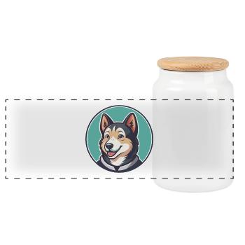 Limer Hund Rasse Cartoon Kawaii Clipart Tier Haustier - Panorama Keksdose mit Holzdeckel - Weiß - Vorne