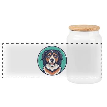 Maremmano Abruzzen Schäferhund Hund Rasse Cartoon Haustier - Panorama Keksdose mit Holzdeckel - Weiß - Vorne