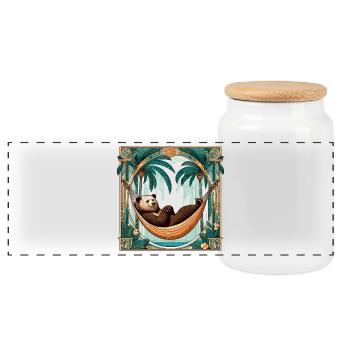 Pension de retraite Ours Retraité Palmiers Cadeau - Boîte à biscuits avec couvercle en bois - blanc - Devant
