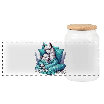 Offizielles Kuschelshirt Lama Lamas Geschenk - Panorama Keksdose mit Holzdeckel - Weiß - Vorne