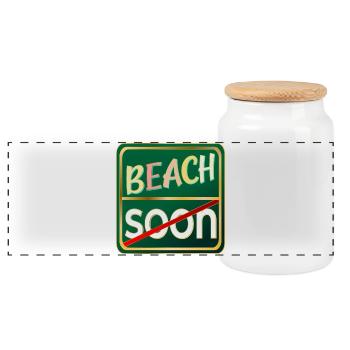 BEACH SUMMER VACATION - Panoramic Cookie Jar with Wooden Lid - white - Front