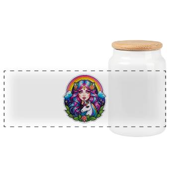 jollycorn fairy one - Panorama Keksdose mit Holzdeckel - Weiß - Vorne