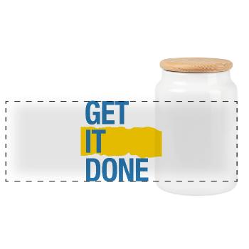 Get it done (dark) - Panoramic Cookie Jar with Wooden Lid - white - Front