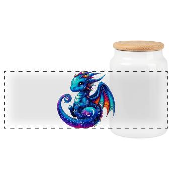 Dragon - Panoramic Cookie Jar with Wooden Lid - white - Front