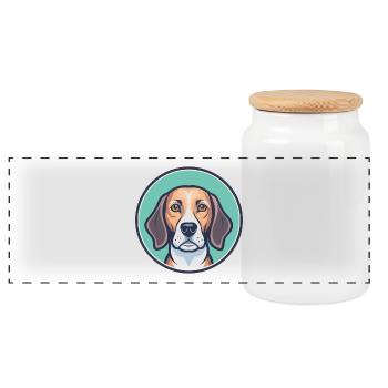 Norwegischer Windhund Rasse Cartoon Kawaii Clipart - Panorama Keksdose mit Holzdeckel - Weiß - Vorne