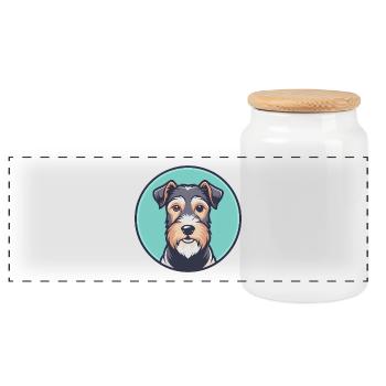 Ormskirk Terrier Hunderasse Cartoon Kawaii Clipart - Panorama Keksdose mit Holzdeckel - Weiß - Vorne