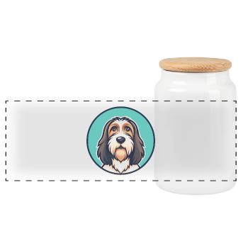 Petit Basset Griffon Vendéen Hunderasse Cartoon Haustier - Panorama Keksdose mit Holzdeckel - Weiß - Vorne