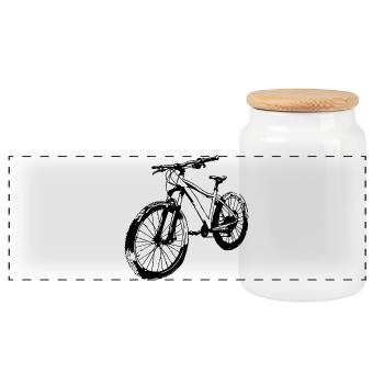 Dessin cycliste - Boîte à biscuits avec couvercle en bois - blanc - Devant