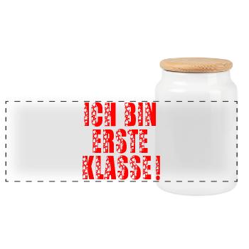 EINSCHULUNG - ICH BIN ERSTE KLASSE - Panorama Keksdose mit Holzdeckel - Weiß - Vorne