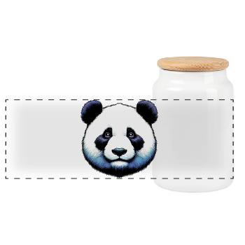 Panda - Panorama Keksdose mit Holzdeckel - Weiß - Vorne