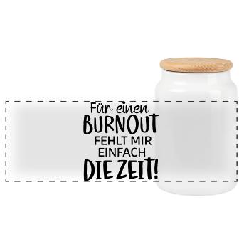 Burnt out, Empty, Powerless, Emotionally Exhaustion - Panoramic Cookie Jar with Wooden Lid - white - Front