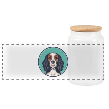 Epagneul Chien Race Dessin Animé Personnage Kawaii Clipart - Boîte à biscuits avec couvercle en bois - blanc - Devant