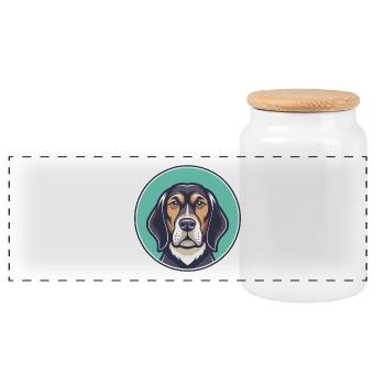Steirischer grobhaariger Hund Hunderasse Cartoon Haustier - Panorama Keksdose mit Holzdeckel - Weiß - Vorne