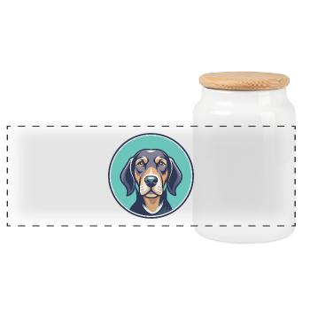 Chien courant tyrolien race Dessin animé Kawaii Clipart - Boîte à biscuits avec couvercle en bois - blanc - Devant