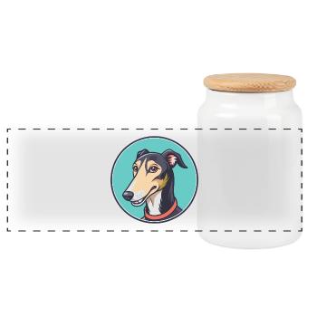 Staghound Chien Race Dessin animé Kawaii Clipart Animal - Boîte à biscuits avec couvercle en bois - blanc - Devant