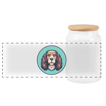 Sussex Spaniel Hunderasse Cartoon Kawaii Clipart - Panorama Keksdose mit Holzdeckel - Weiß - Vorne